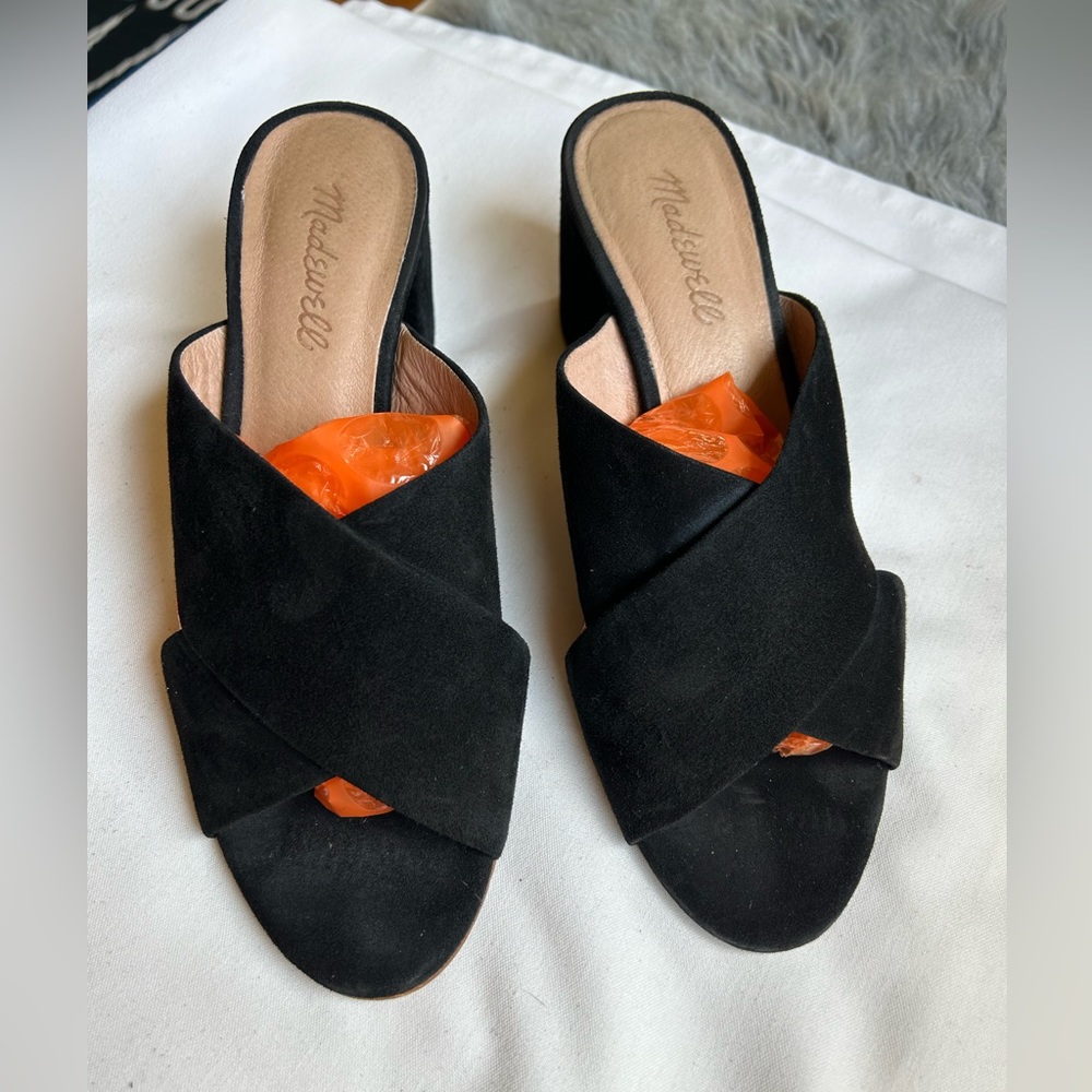 Madewell The Greer Mule Sandal in Black Suede Size 8 - Picture 6 of 7